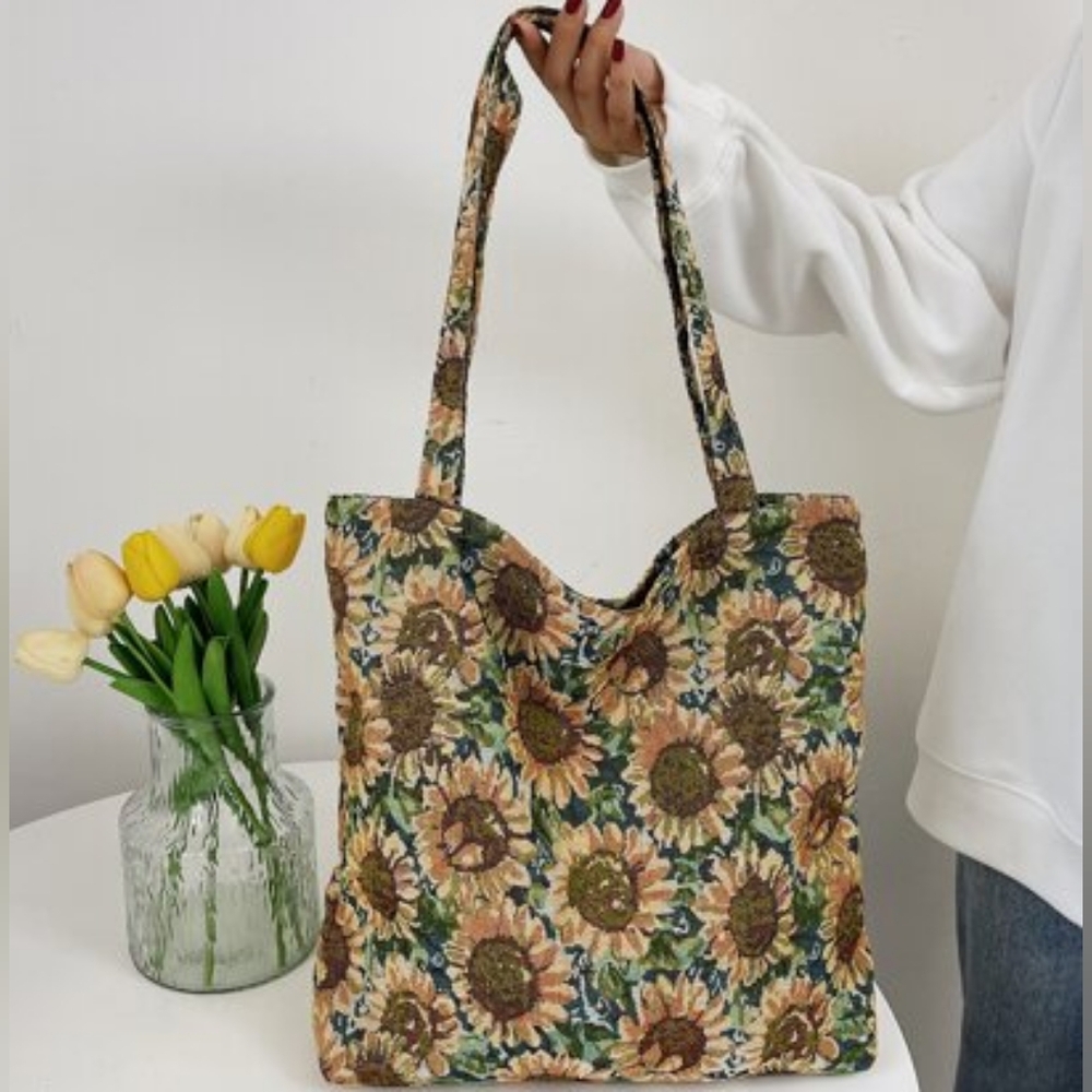 NWT - Fabric Floral Sunflower Tote Bag